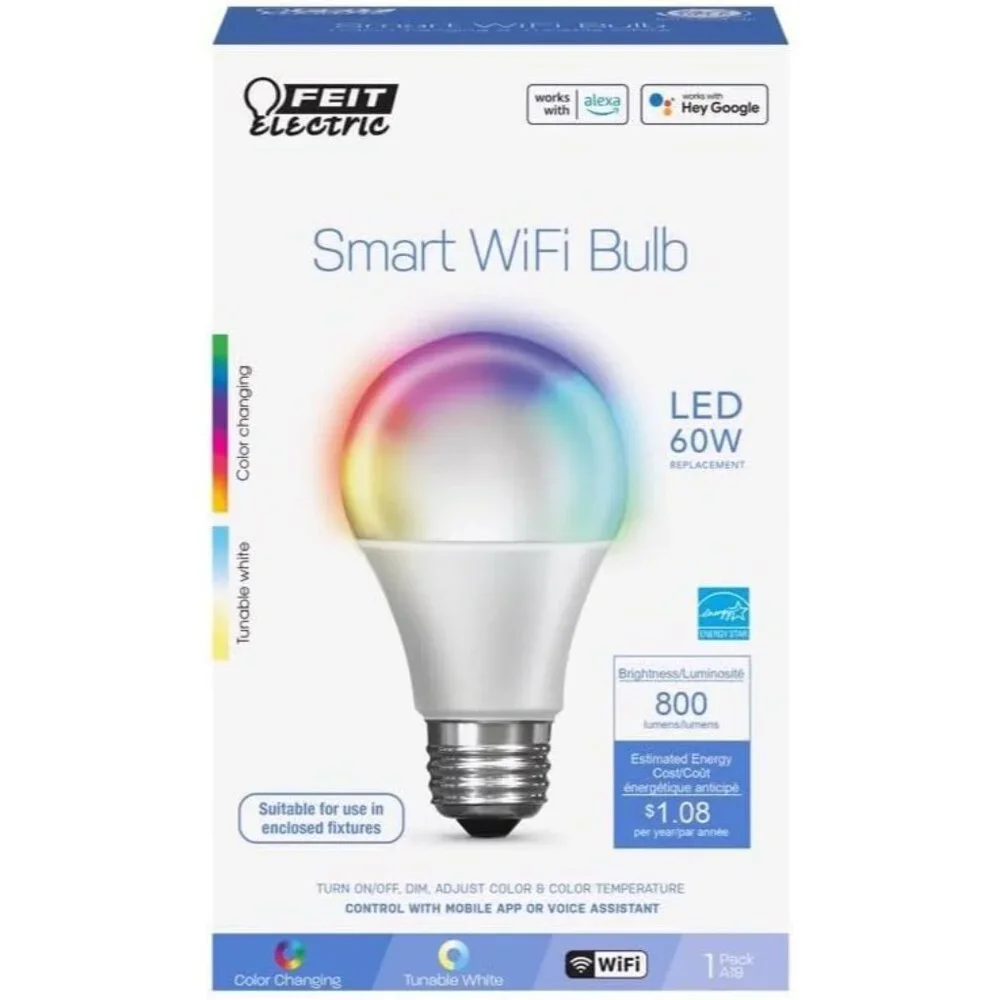 Feit Electric 60W RGBW A19 Wifi Smart LED Bulb (OM60/RGBW/CA/AG) White NWB